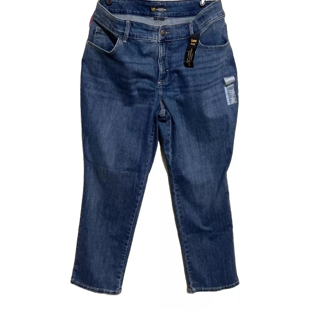Lee Women's Plus Size 16 Mid Rise‎ Straight Leg Jean Style Seattle Medium NWT